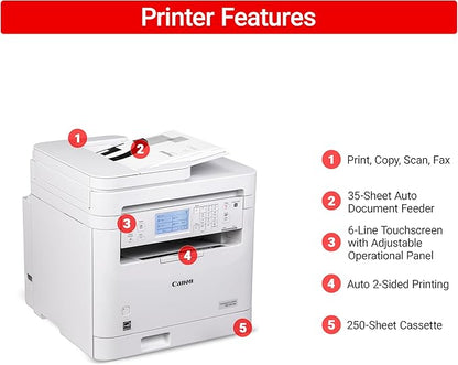 Canon imageCLASS MF287dw - Monochrome, Duplex, Wireless Laser Printer, All-in-One Print, Copy, Scan, Fax, Auto Document Feeder, 1 Year Limited Warranty, 35 PPM, White