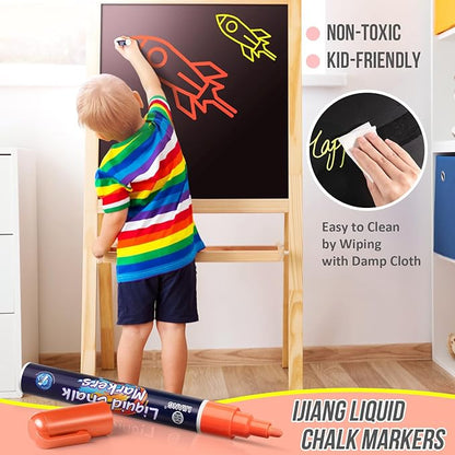 Neon Chalk Markers Erasable for Chalkboard, Liquid Chalk Marker 8 Colors with 6mm Reversible Bullet & Chisel Tip, Dust Free Chalk Pens for Window, Blackboard, Whiteboard, Calendar, Mirror, Glass