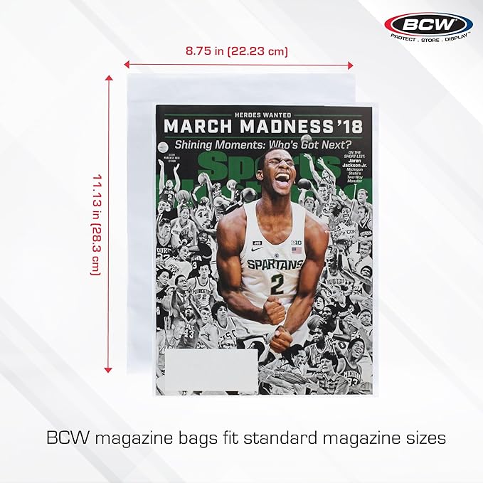 BCW Magazine Bags - 5 Pack - 500 Bags | Acid-Free, Crystal Clear Polypropylene Sleeves for Archival-Quality Storage of Collectible Magazines | Protect and Showcase Your Valuable Comic Book Collection