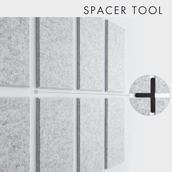 Large Cork Board for Office -Pack of 24- Black Felt Board Alternative - Felt Bulletin Board Tiles for Office Wall Decor, Push pin Board Wall Organizer for Office (Marble White)