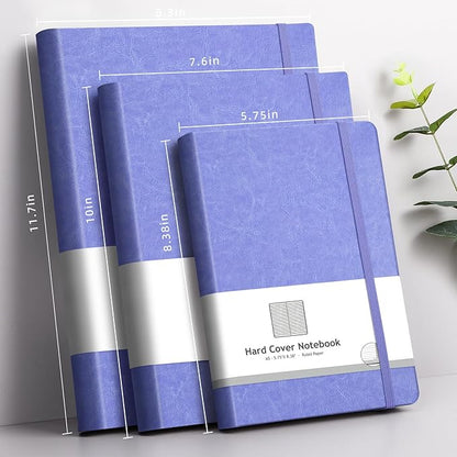 AHGXG College Ruled Notebook A4-320 Pages Large Journal 8.5''×11'', Thick Notebooks for Note Taking, 100gsm Thick Paper, Leather Softcover, for Women Men - Purple