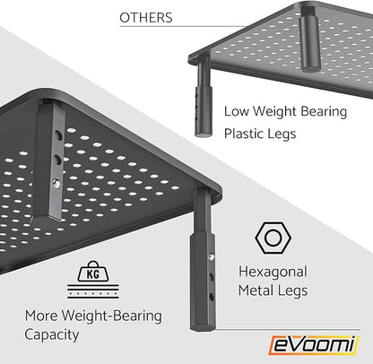EVOOMI Monitor Stand Riser - Upgraded for Faster Productivity - Anti-Skid, HD Hexagonal Steel - Free Cable Ties - Computer Stand - Laptop, Desktop, Printer, iMac (Simple)