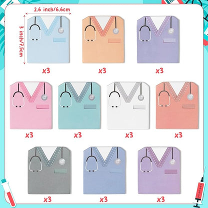ANGOLIO 30Pcs Nurse Gift Sticky Notes Nurse Costume Themed Sticky Notes Nurse Appreciation Gifts Student Essentials Fun Cute Memo Pads for Nurses Doctor Hospital Gift