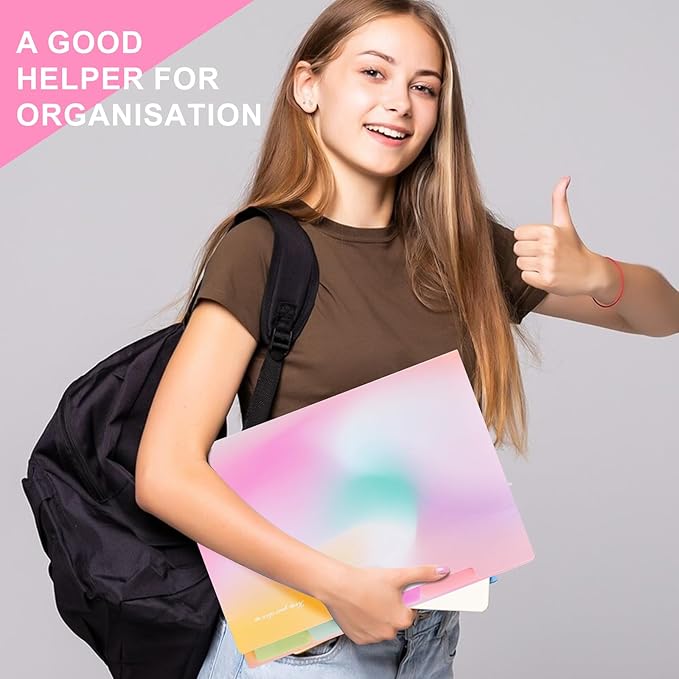 Ddaowanx Expanding File Folder, Letter A4 Size Accordion Plastic File Organizer, 5 Pocket Folders for Documents, Aesthetic Folder with Labels, Paper Organizer for School Office (Aurora Pink)