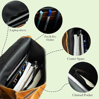 Satchel And Fable Vintage Full Grain 21 Inch Leather Laptop Large Backpack Casual Bookbag Daypack Camping Travel Rucksack Knapsack