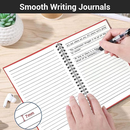 GINMLYDA 4Pack Small Spiral Notebook A5, 8.25x5.5” 120 Lined Pages Wide Ruled Spiral Journal Bulk Blank Kraft Cover Spiral Bound Notebook & Writing Pads for Home Office Meeting Work Note Taking