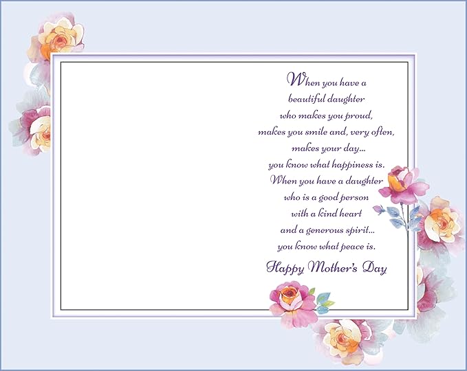 Chuck's Card-O-Rama - Mother's Day For Daughter Card - MADE in USA Greeting Card - Premium Card Stock, Envelope Included - 5" x 7.75" - Packaged in Extra Sturdy Mailer - 34071