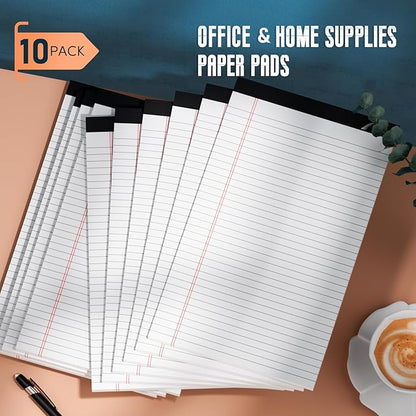Note Pads 8.5"x 14", 10 Pack Legal Pads 8.5 x 14 White, Notepads 8.5 x 14 Wide Ruled Legal Pad, Micro Perforated Lined Writing Pads, 30 Sheets Per Note Pad, Legal Notepads for Work/School/Office