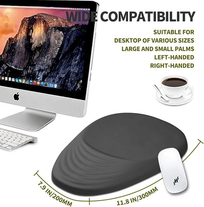 Hokafenle Ergonomic Mouse Pad Wrist Support, Terraced Slope Carpal Tunnel Wrist Pad for Mouse with Unibody Memory Foam, Wrist Rest Pain Relief Mousepad (Dark Grey, 11.8x7.9 in)