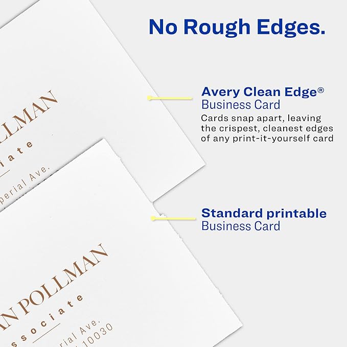 Avery Clean Edge Printable Business Cards with Sure Feed Technology, 2" x 3.5", White, 120 Blank Cards for Inkjet Printers (28877)