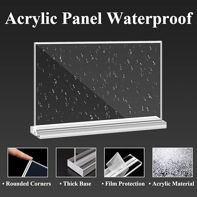 Arrobust Acrylic Sign Holder 11 x 8.5 Inch Horizontal T Shaped Double Sided Table Menu Display Stand Clear Plastic Paper Flyer Display Holder for Office, Store Desktop Display Holder, 4 Pack