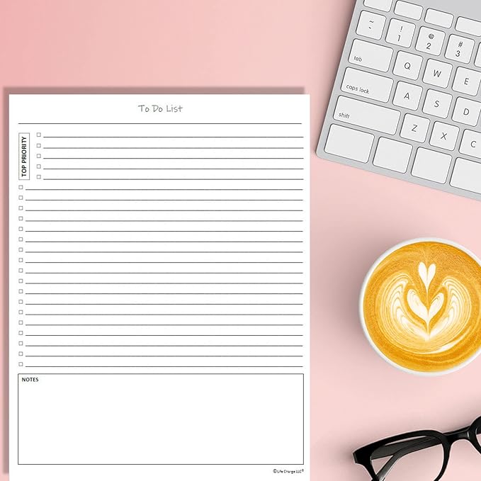 TO DO List Planner Notepad, 60 Page Planning Pad. Undated ToDo Checklist w/Priority & Note Sections. Organize & Track Projects, Clients or Daily Tasks. 8.5 X 11, A4 Tear Sheets.