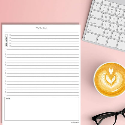 TO DO List Planner Notepad, 60 Page Planning Pad. Undated ToDo Checklist w/Priority & Note Sections. Organize & Track Projects, Clients or Daily Tasks. 8.5 X 11, A4 Tear Sheets.