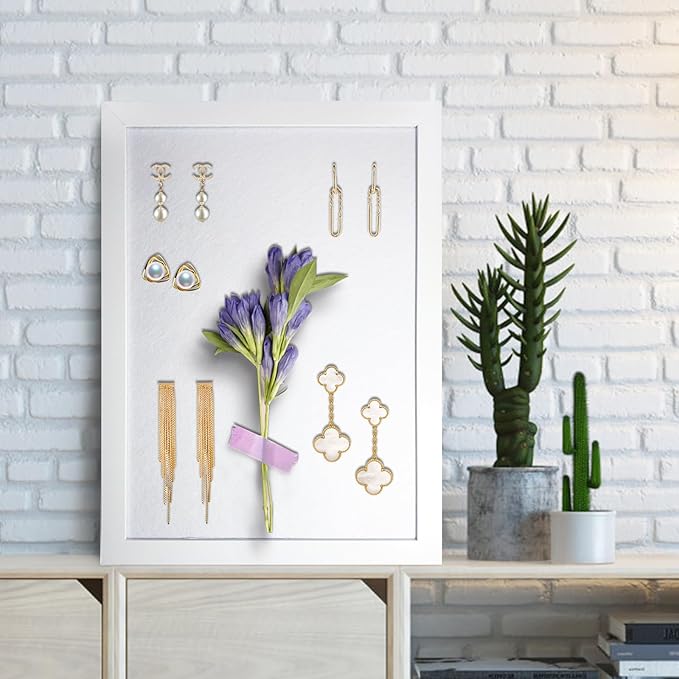 White Cork Board Bulletin Board, Pin Board Wood Framed Display with Felt, Cork Boards for Walls, Jewelry, Notes, Photos, Home, Kitchen, Office, School, 15"x11", Wood Framed(White) & Felt(White)