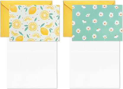 Hallmark Blank Cards Assortment, 24 Cards with Envelopes (Citrus, Greenery, Gingham, Strawberries) for Easter, Mother's Day, Any Occasion