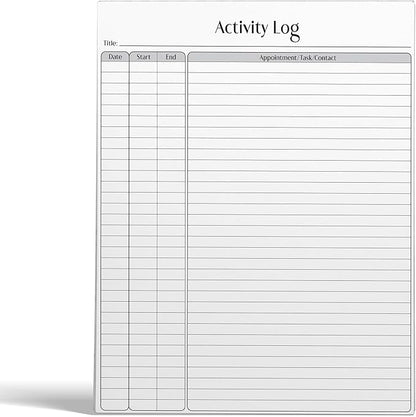 Better Office Products Activity Log Notepad, 8.5" x 11", Planning Note Pad, 50 Sheets, Daily Time Tracking Productivity Checklist Organizer, (1 Pack)