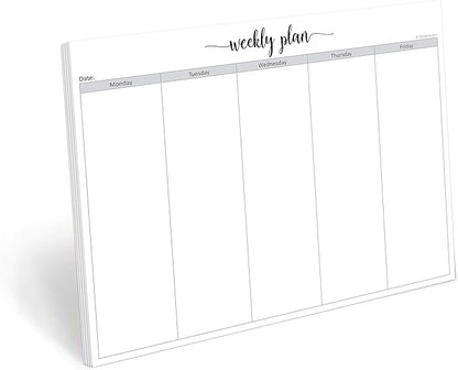 321Done Weekday Planning Notepad (8.5" x 11") Letter Size Large 50 Sheets for Work Week – Monday through Friday M-F Planner Weekly Days of Week Paper Memo Note Pad Organizing - Made in USA - Simple