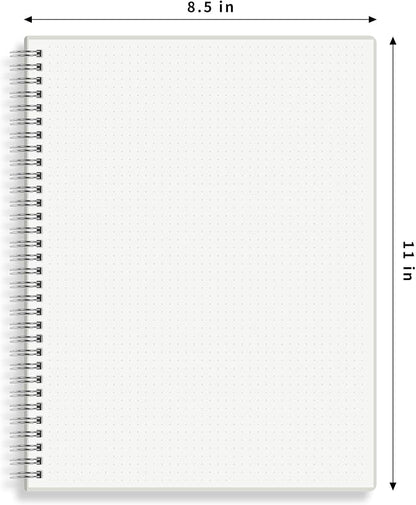 Large Dot Grid Spiral Notebook, 8.5" x 11", Premium 100gsm Ivory White Paper, Sturdy See-Through Cover, 128 Dotted Pages per Notebook(2 Pack) for Home, School, Office, Artist Writing/Drawing