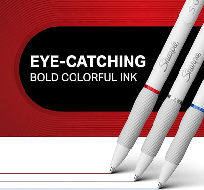 SHARPIE S-Gel, Gel Pens, Drawing Pens, Gel Ink Pens for Journaling, Writing Pens, Coloring Pens, Medium Point Pens (0.7mm), White Barrel, Assorted Ink Colors, 4 Count