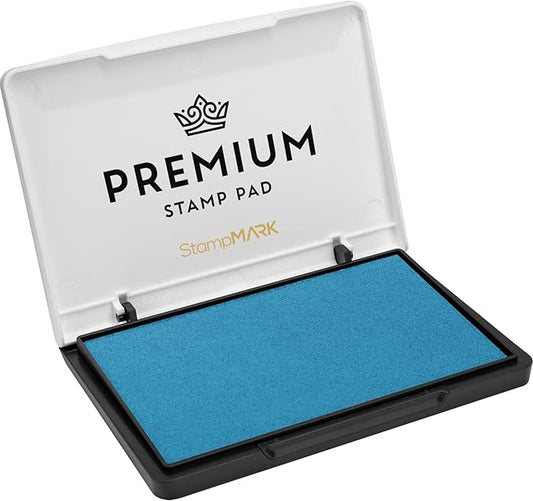Premium Stamp Pad Medium Size 3" x 4" - for Traditional Rubber Stamps - Felt Pad Light Blue Color