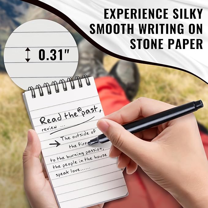 POPYOLA 8 Pack Waterproof Pocket Notebook, 3 x 5 Pocket Notepad, All Weather Small Mini Spiral Notepad with 100 Lined Pages for Outdoor Office School