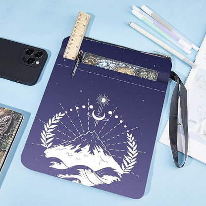 CRASPIRE Mountain Book Sleeve Moon Phase Book Protector Book Covers for Paperbacks Washable Fabric Cloth Book Cover with Zipper and Extra Sleeve Pocket for Book Lovers Classmate Gifts