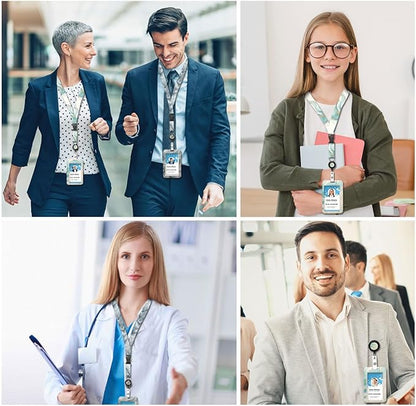 2 Pack Marble Pattern Lanyards Badge Holder, Adjustable Lanyard with Retractable Badge Reel, Elegant ID Badge Holder for Teachers, Nurses, Students, Office Staff & Travel Essentials