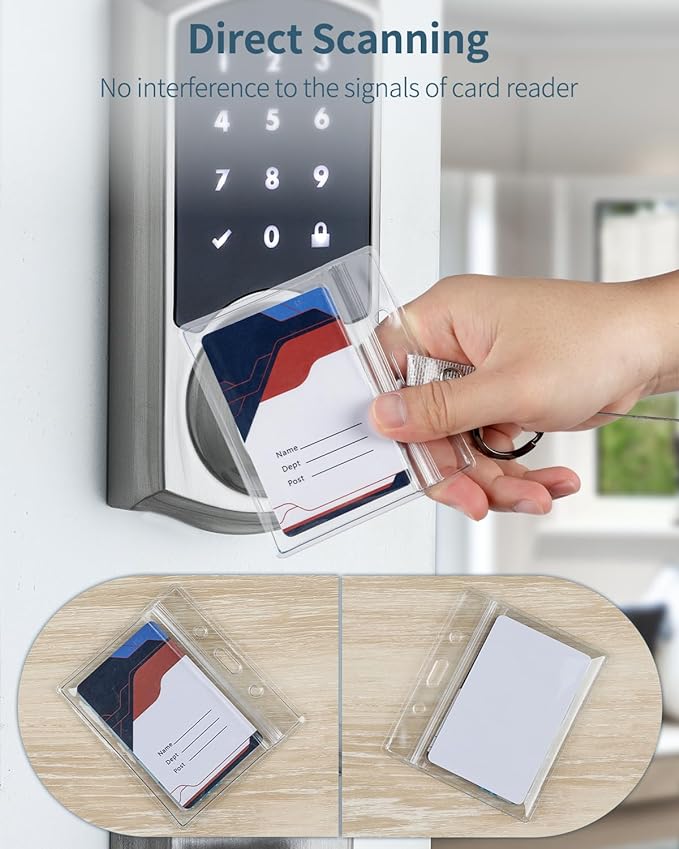 Uniclife 12 Pack ID Badge Holder Horizontal Clear Plastic Case with Resealable Zip Soft Waterproof Card Protector Pouch for Office School Credit Cards Proximity Key Cards Driver’s Licenses and Passes