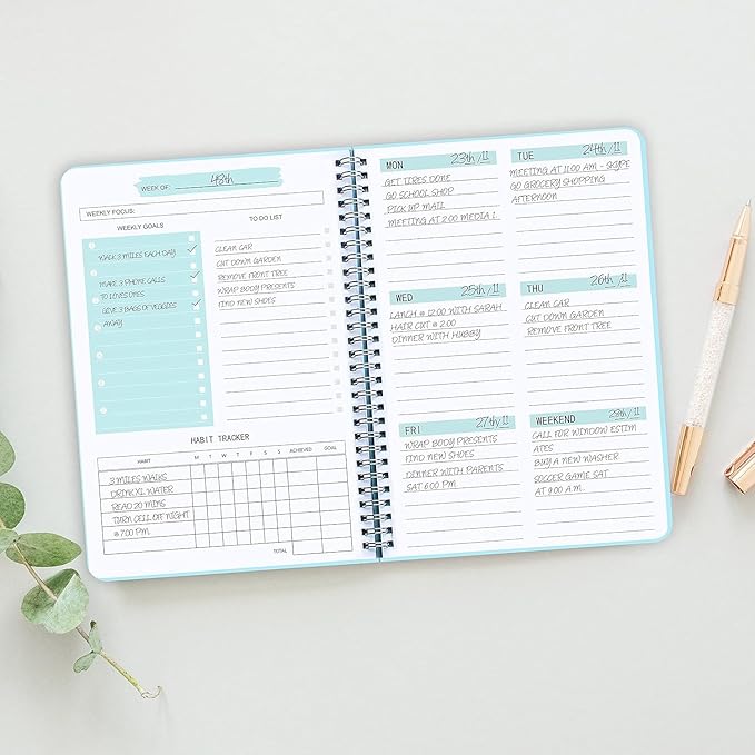 Weekly Planner with Habit Tracker Undated 52 Weeks To Do List Notebook Teacher Academic Weekly Planner Notebook for Weekly Goals Work Planner, 5.8" x 8" - Blue