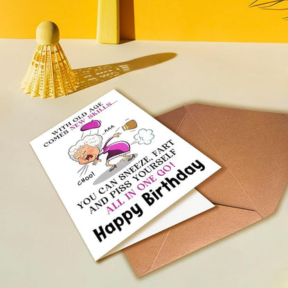 Funny Birthday Card for Old Women, Ladies, Unisex-Adults, 50th, 60th, 70th Birthday, Greeting Card