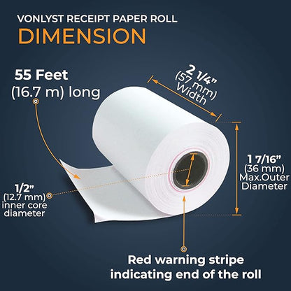 Receipt Paper Roll for Square Terminal Credit Card Machine (50 rolls)