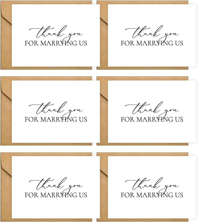 6 Pieces Wedding Day Card, Thank You for Marrying Us, Thank You Card for Officiant, Priest, Minister, Judge, Pastor Gifts.（Thank You - 6cards A）