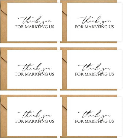 6 Pieces Wedding Day Card, Thank You for Marrying Us, Thank You Card for Officiant, Priest, Minister, Judge, Pastor Gifts.（Thank You - 6cards A）