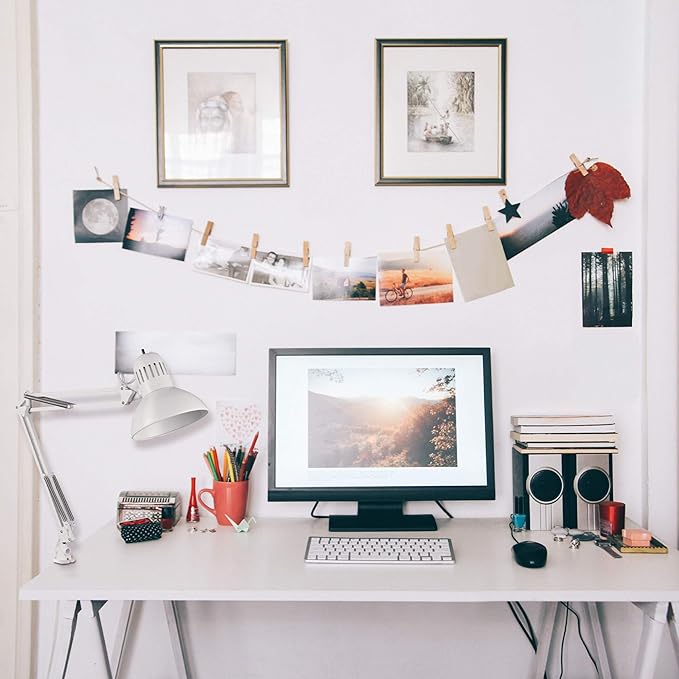 Globe Electric 52847 31.5 Inch Swing Arm Clamp-On White Desk Lamp with Nickel Accents, On/Off Rotary Switch, Book Reading Light, Home Essentials, Office Décor, LED Bulb Compatible