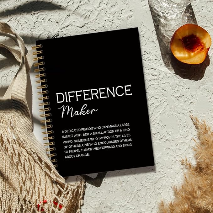 Difference Maker Gift, Difference Maker Definition Spiral Notebook Journal, Motivational Notebooks, Thank You Gifts for Women Men Teacher Coworkers, Hardcover Spiral Notebook 5.5x8.3(Black)