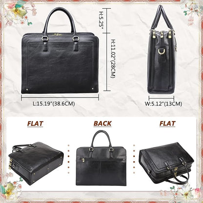 Banuce Vintage and Stylish Genuine Full Grains Italian Leather Briefcase for Women Laptop Bag Business Work Bag