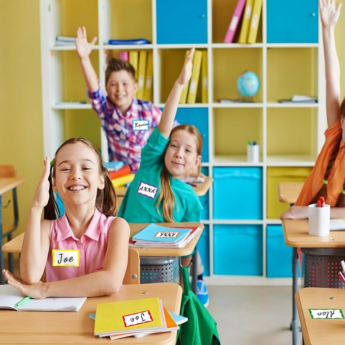 6 Classic Colors Name Tag Stickers,240PCS Waterproof Stickers Name Tags 3 1/2 X 2 1/4 Name Labels for Office,Meeting,School and Home