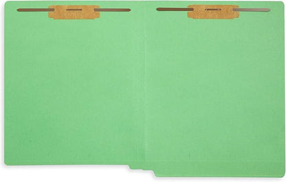 50 Green End Tab Fastener File Folders - Reinforced Straight Cut Tab - Durable 2 Prongs Designed to Organize Standard Medical Files, Receipts, Office Reports, and More - Letter Size, Green, 50 Pack
