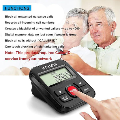 Call Blocker for landline Phones, Caller id Box Landline Device with Blacklist, Simply Block All Unwanted Calls, Robocalls, Incoming Calls and Nuisance Calls by Pressing One Button, Black