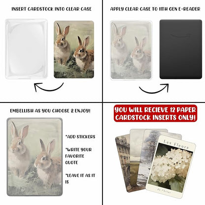 E-reader Cardstock Paper Inserts for Clear Case | 12 pk 4.88 x 6.73” inches Paper White 11th Generation 6.8" Screen Compatible Put Behind Case Colorful Floral Designs Change Out (Design Mix 10)