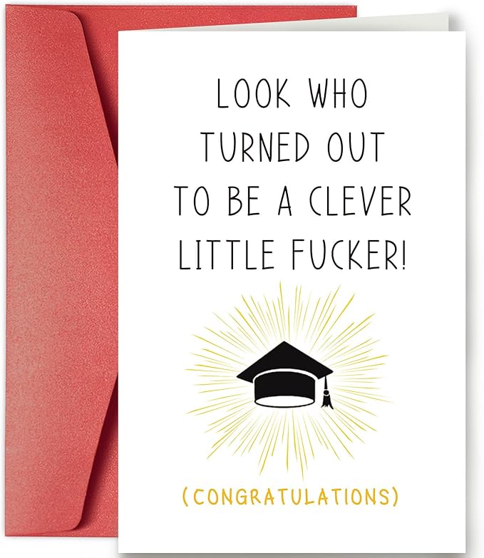 SuperShunhu Funny Graduation Card for Him Her, Graduation Gifts for University, College, PHD, Law School or More, Humorous Congrats Grad Card