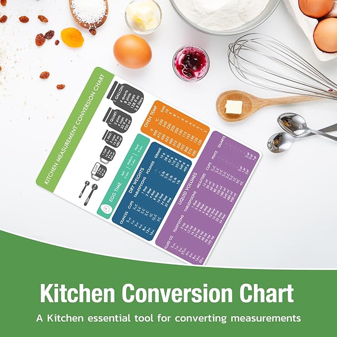 Magnetic Dry Erase Board: Small Fridge Whiteboard, Flexible Refrigerator Magnet White Board, Blank Writing Note Sheet with Kitchen Conversion Chart Magnet, 4 Markers & Eraser - 12 x 8