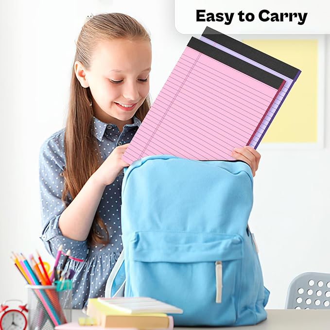 2 Pack Legal Pads 8.5 x 11 Pink Note Pads 8.5 x 11 Purple Notepad 8.5 x 11 Perforated Writing Pads 8.5 x 11 Lined Paper Pads Wide Ruled Pad of Paper 30 Sheets Notebook for Study, To-Do Lists, Office