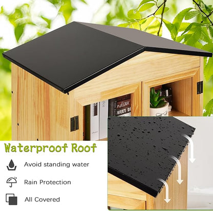 Outdoor Library Box Literature Exchange Box Outdoor Book Storage Little Wood Cabinet for DIY, Neighborhoods Community and Schools Sharing Books, Literature and Newspapers (20x14x21 Inch)