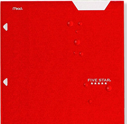 Five Star 4 Pocket Folders, 6 Pack, Paper Folders, Fits 3-Ring Binders, Holds 8-1/2" x 11" Paper, Writable Label, Black, Fire Red, Forest Green, Pacific Blue, White, Amethyst Purple (38058)