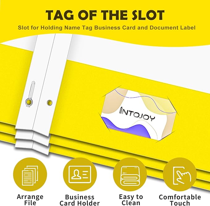 Folders with Pockets,IntoJoy 50 Pack Two Pocket Folders Business Card Holder Paper Folders with Prongs for School Office Filing Cabinet Resume Portfolio (Yellow)