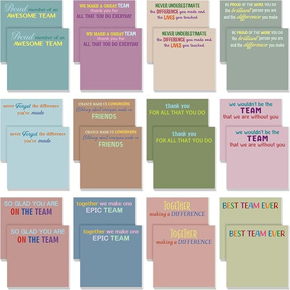 Yinder 24 Pcs Team Sticky Notes Team Appreciation Gifts Bulk Employee Coworker Inspirational Sticky Notes Pad Appreciation Gifts for Teacher Nurse Office Supplies 3 x 3''(Morandi,Appreciation)