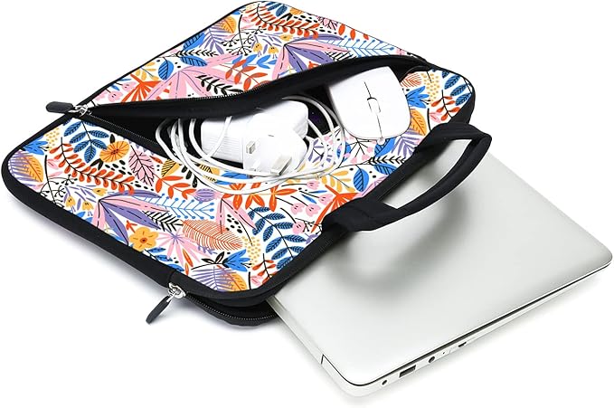 11.6" 12.2 inches Laptop Sleeve Chromebook Case Ultrabook Case Notebook Sleeve Tablet Case Neoprene Handle Sleeve for Men Women, Two Pockets Fit Apple MacBook Air Samsung Acer HP DELL(Flowers-1)