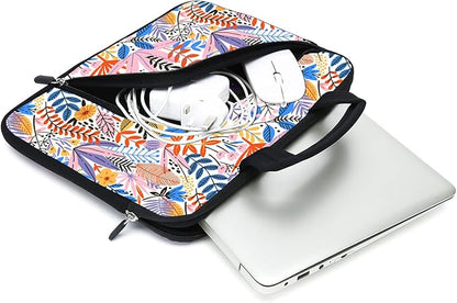 11.6" 12.2 inches Laptop Sleeve Chromebook Case Ultrabook Case Notebook Sleeve Tablet Case Neoprene Handle Sleeve for Men Women, Two Pockets Fit Apple MacBook Air Samsung Acer HP DELL(Flowers-1)