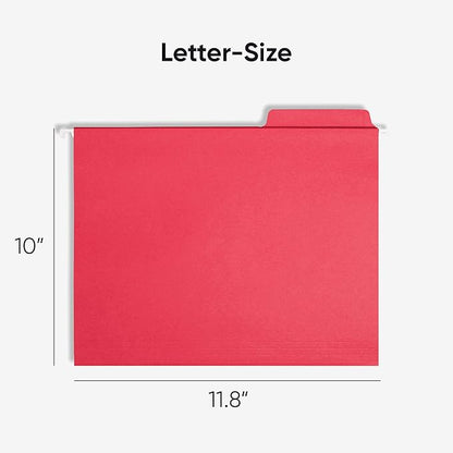 Smead FasTab Hanging File Folder, 1/3-Cut Built-in Tab, Letter Size, Red, 20 per Box (64096) (Pack of 1)